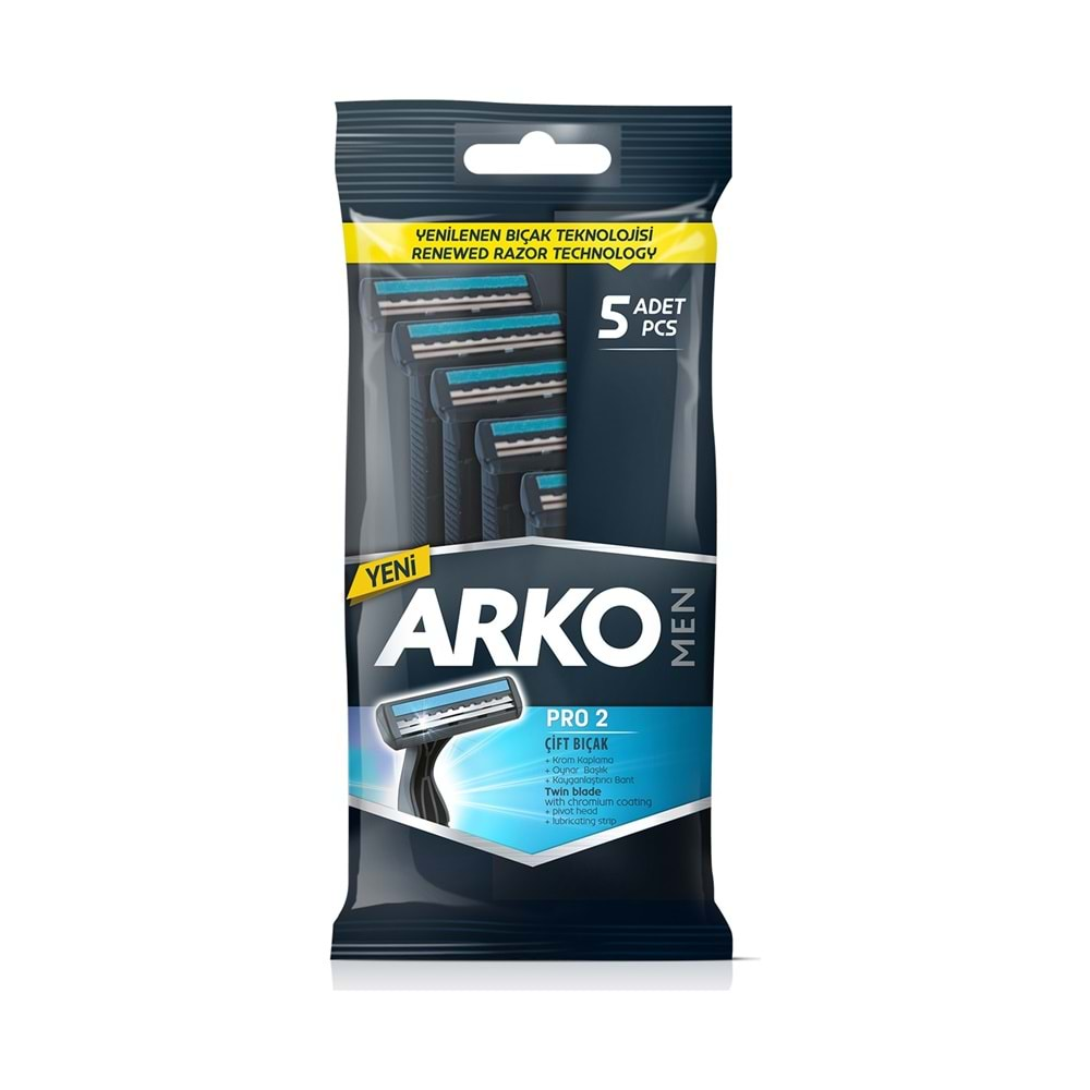 Arko Men T2 Pro Çift Bıçaklı Tıraş Bıçağı 5'li