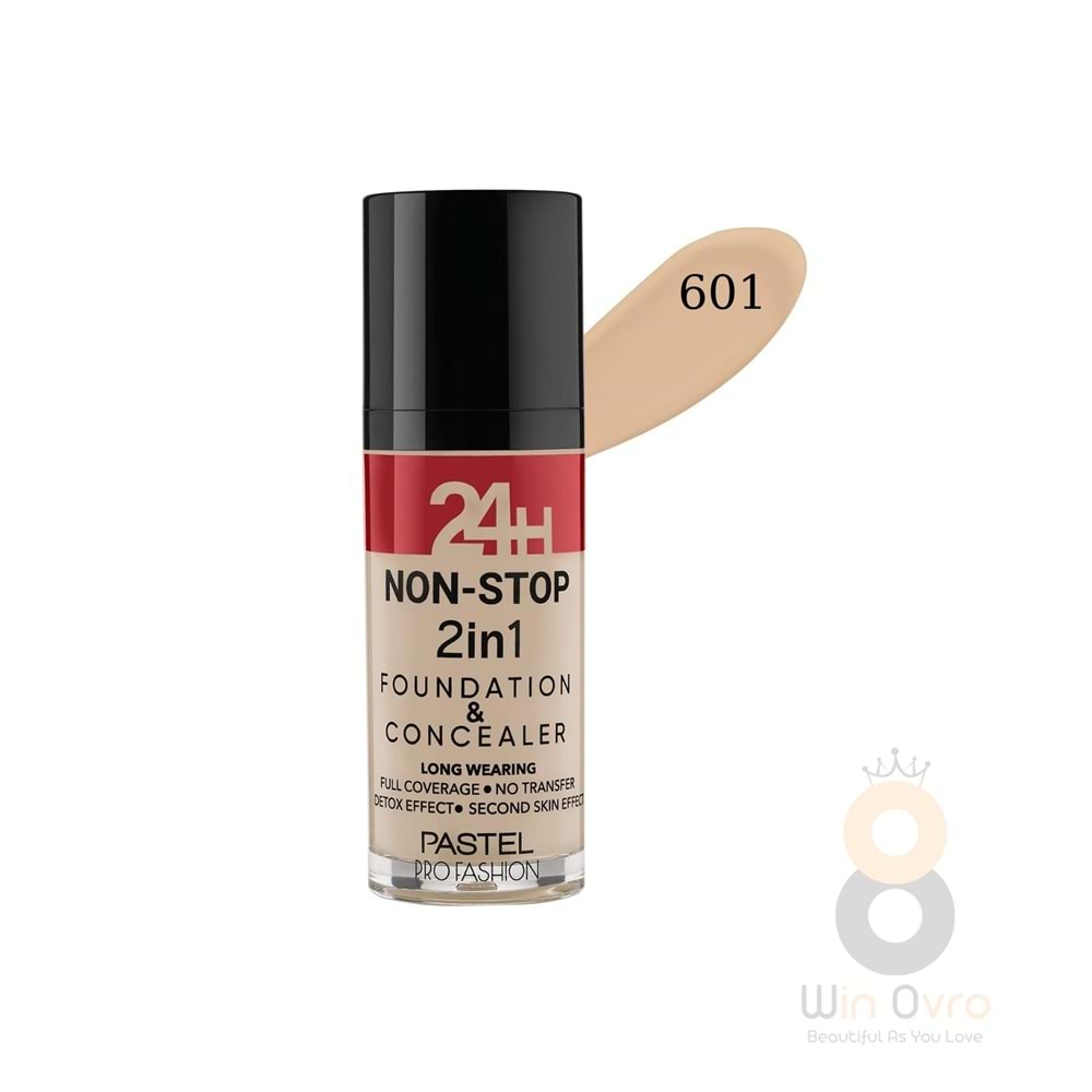 Pastel 24H Non-Stop 2in1 Foundation & Concealer - Fondöten & Kapatıcı 601 Cool