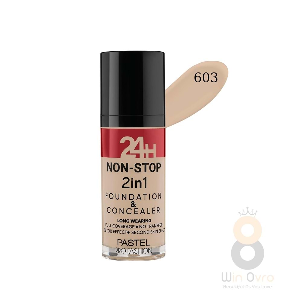 Pastel 24H Non-Stop 2in1 Foundation & Concealer - Fondöten & Kapatıcı 603 Ivory