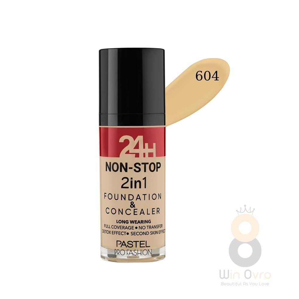 Pastel 24H Non-Stop 2in1 Foundation & Concealer - Fondöten & Kapatıcı 604 Vanilla