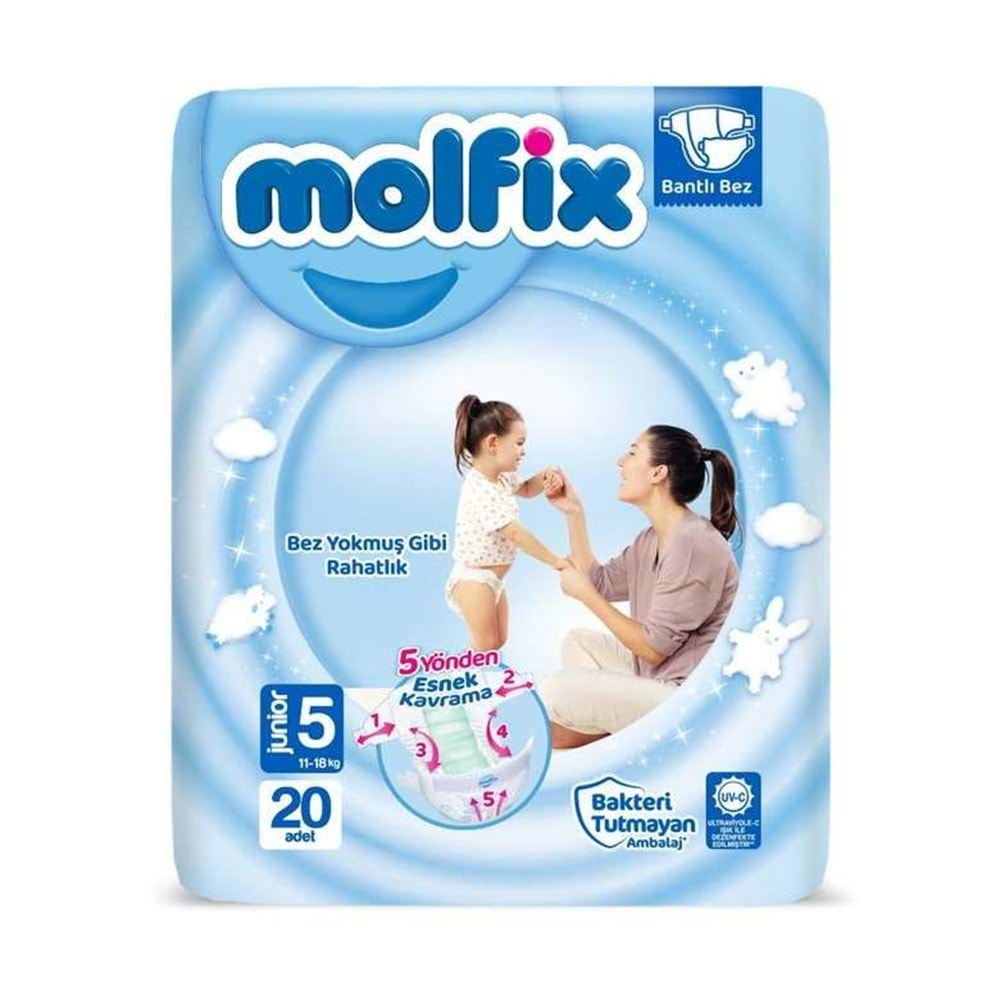 Molfix Çocuk Bezi 3D No:5 Junior 20'li Paket 11-18 Kg