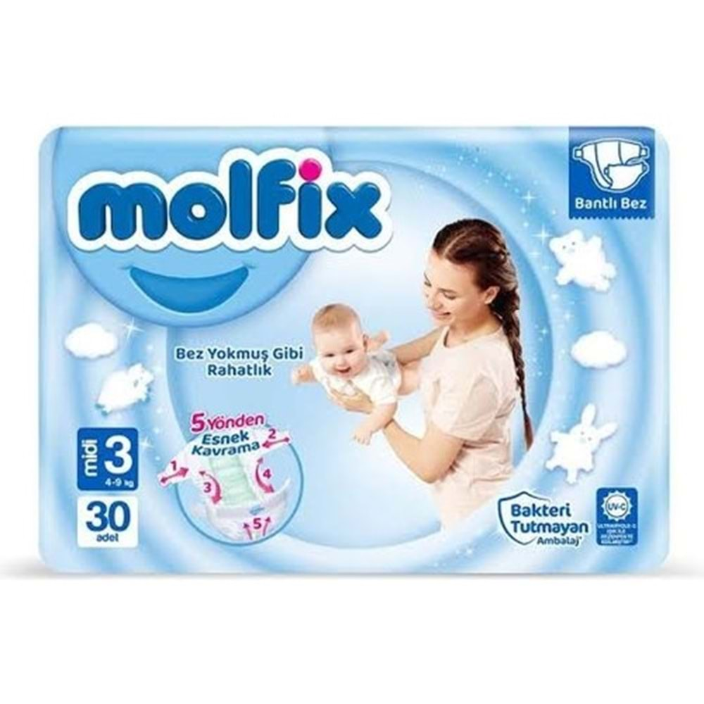 Molfix Bantlı Midi Bebek Bezi No.3 30'lu