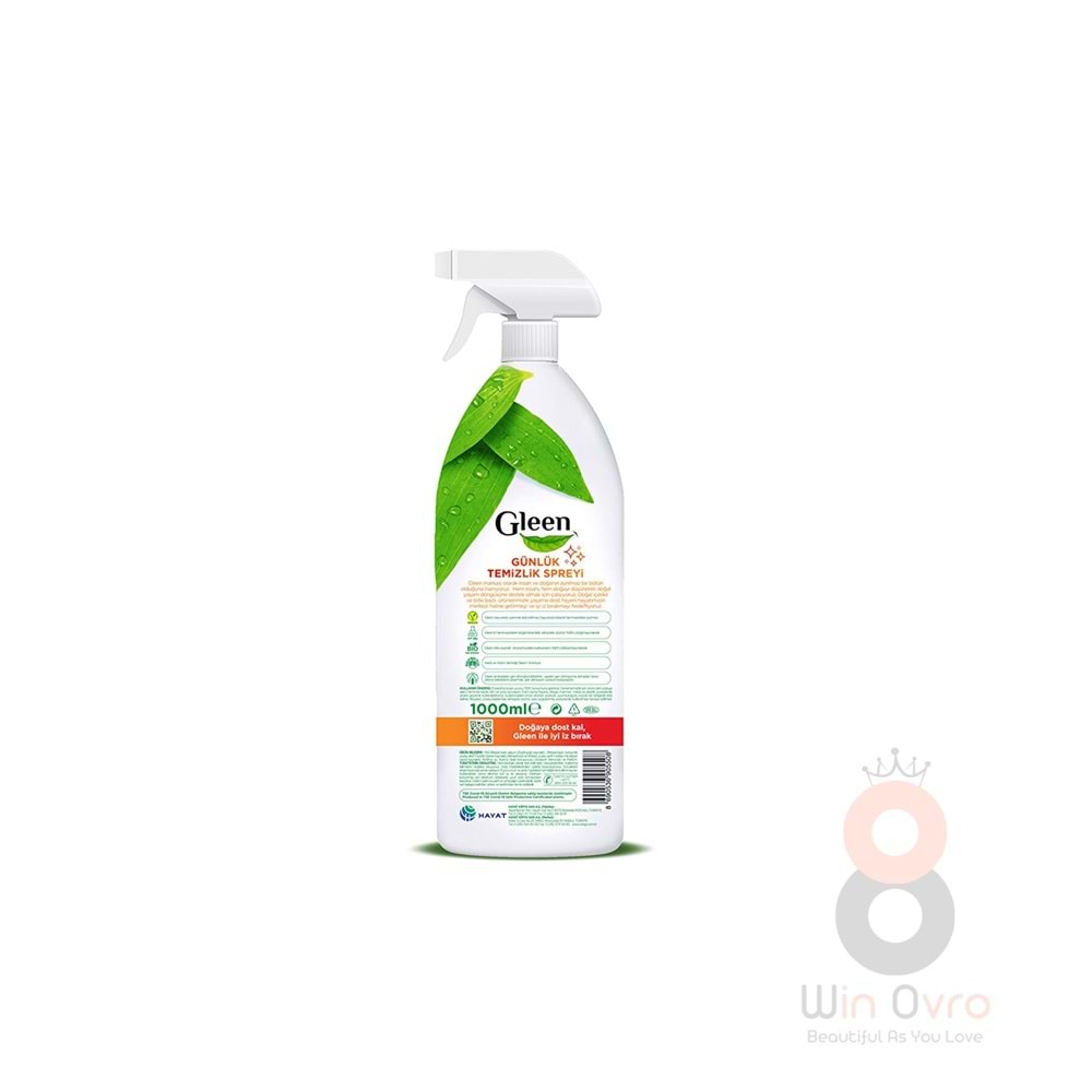 Gleen Organik Içerikli Vegan 1 Lt Parfümsüz Sprey Yüzey Temizleyici