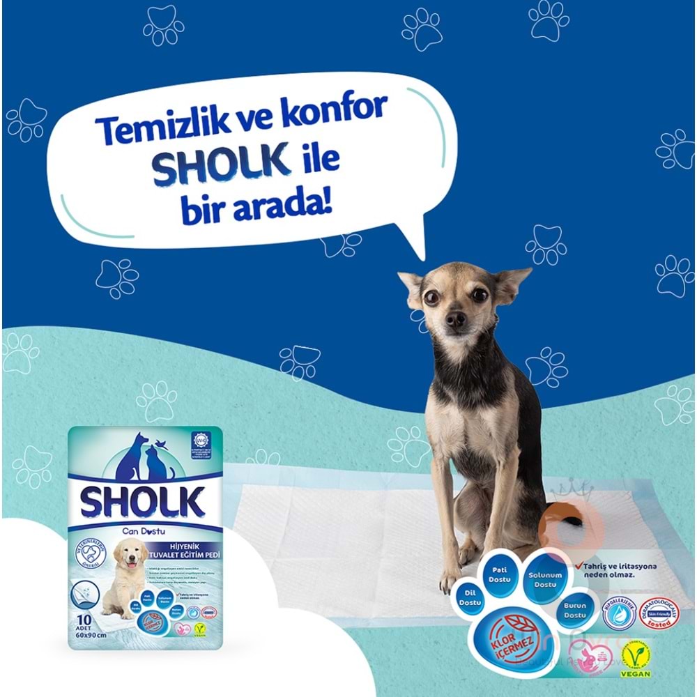 Sholk Hipoalerjenik Köpek Çiş Eğitim Pedi 60x90cm 10lu