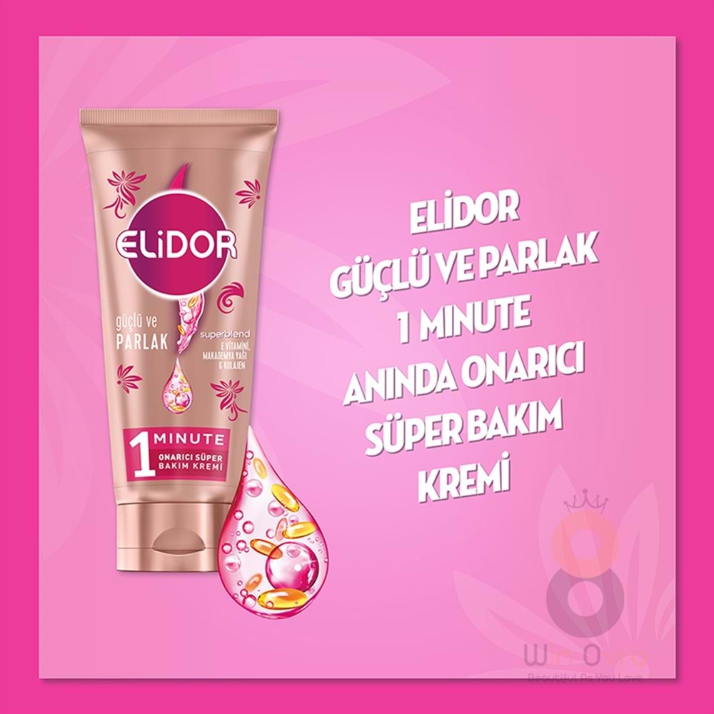 Elidor 1 Minute Onarıcı Süper Saç Bakım Kremi Güçlü ve Parlak 170 ml