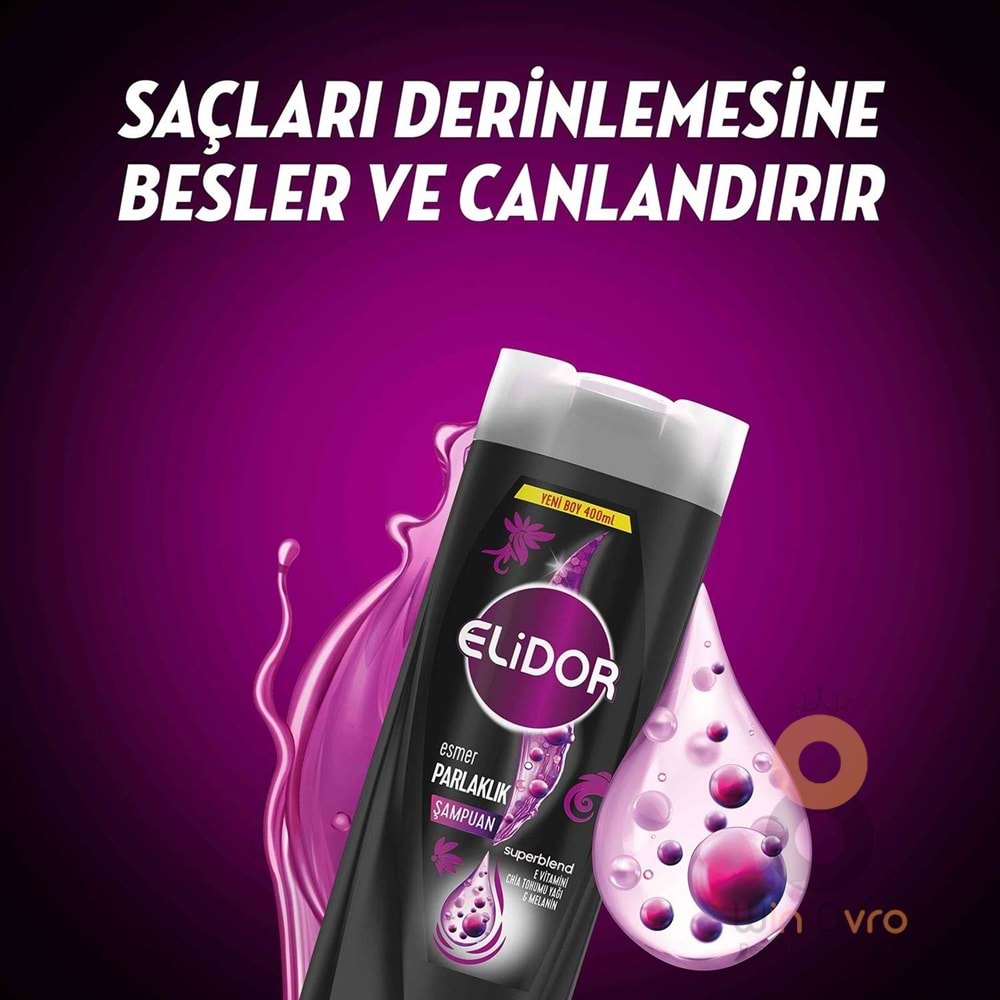 Elidor Superblend Saç Bakım Şampuanı Esmer Parlaklık E Vitamini Chia Tohumu Yağı Melanin 400 ml