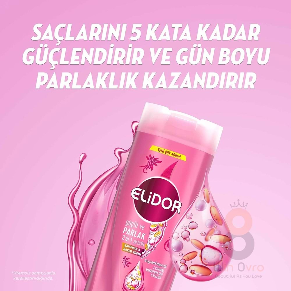 Elidor Superblend 2'si 1 Arada Şampuan ve Saç Bakım Kremi Güçlü ve Parlak E Vitamini Makademya Yağı 400 ml Elidor Superblend 2'si 1 Arada Şampuan ve Saç Bakım Kremi Güçlü ve Parlak E Vitamini Makademya Yağı 400 ml