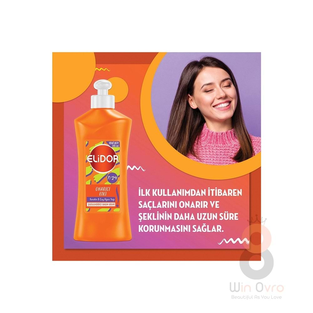 Elidor 7/24 Şekillendirici Saç Bakım Kremi Onarıcı Etki Keratin & Çay Ağacı Yağı 265 Ml