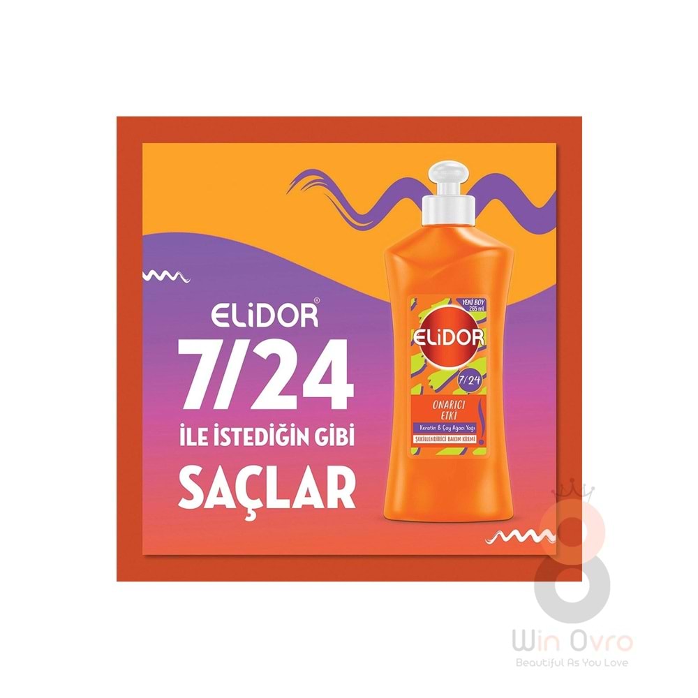 Elidor 7/24 Şekillendirici Saç Bakım Kremi Onarıcı Etki Keratin & Çay Ağacı Yağı 265 Ml