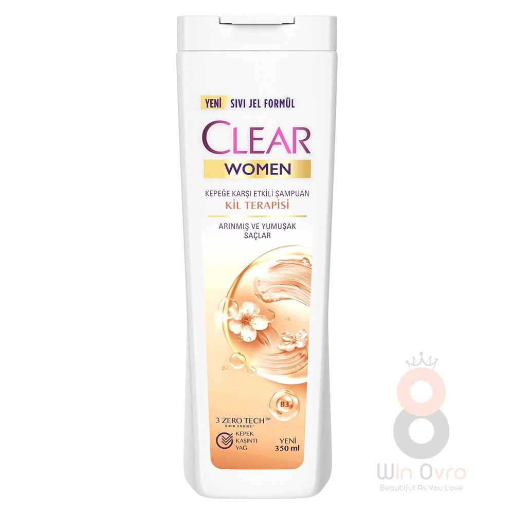 Clear Women Kepeğe Karşı Etkili Şampuan Kil Terapisi Arınmış ve Yumuşak Saçlar 350 ml
