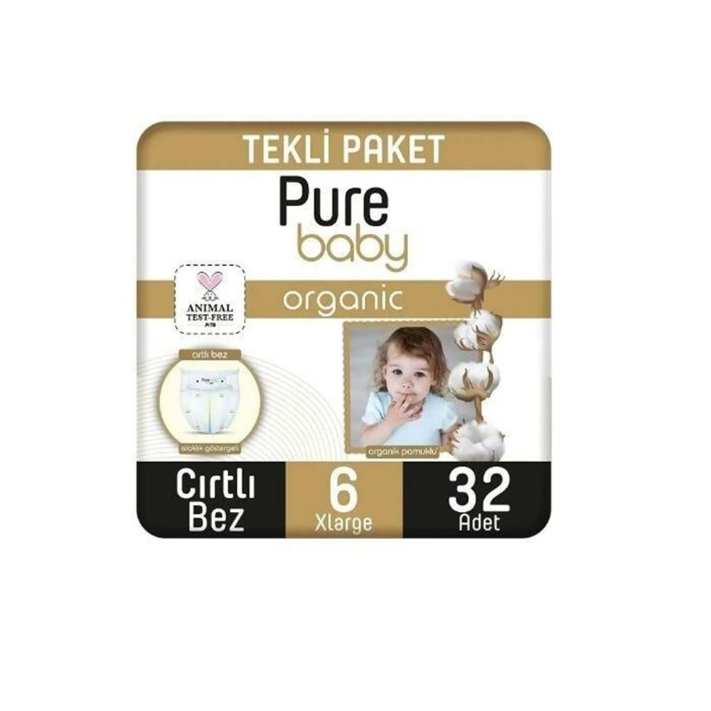 Pure Baby Bebek Bezi Pamuklu 6 No Xl 32 Adet