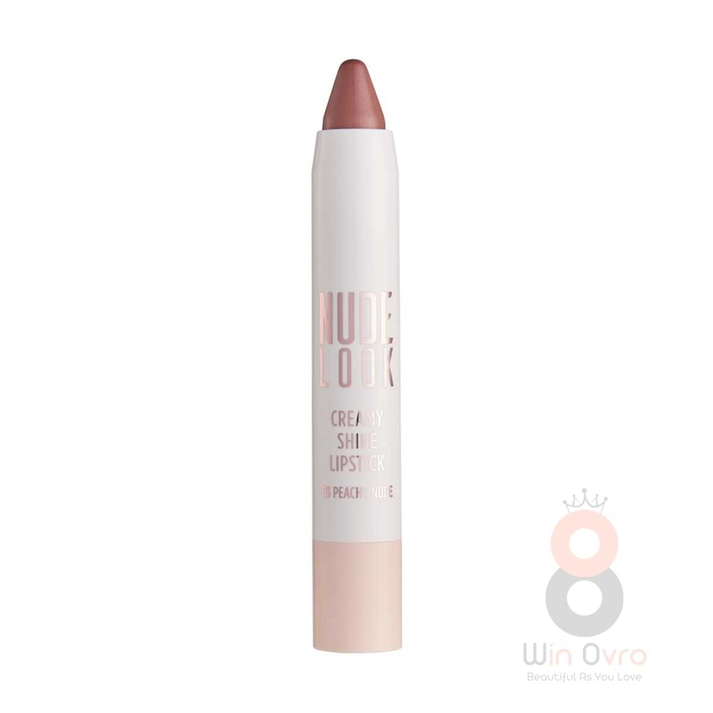 Golden Rose Nude Look Creamy Shine Lipstick-03 Peachy Nude-Kalem Ruj