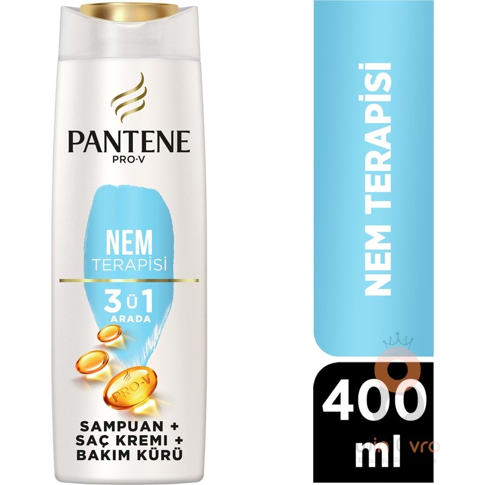 Pantene Pro-V Mükemmel Nemlendirici 3'Ü 1 Arada Şampuan, Kuru-Yıpranmış Saçlar Için, 400ml