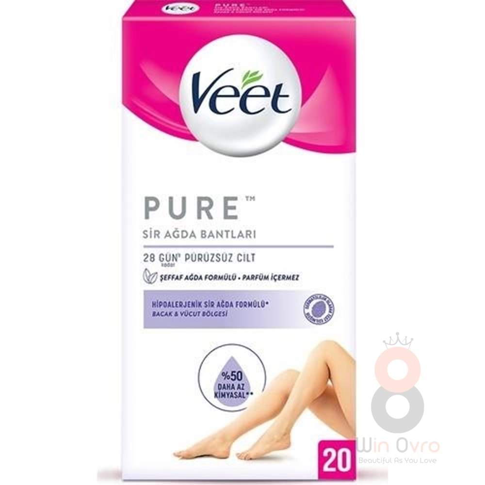 Veet Pure Hipoalerjenik Sir Ağda Bandı Bacak & Vücut Bölgesi 20'li
