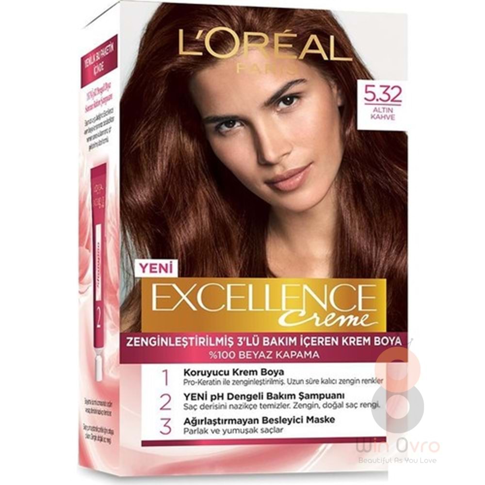 Loreal Paris Excellence Creme Saç Boyası 5.32 Altın Kahve