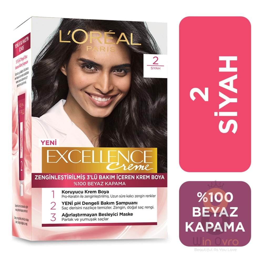 Loreal Paris Excellence Creme Saç Boyası 2 Siyah