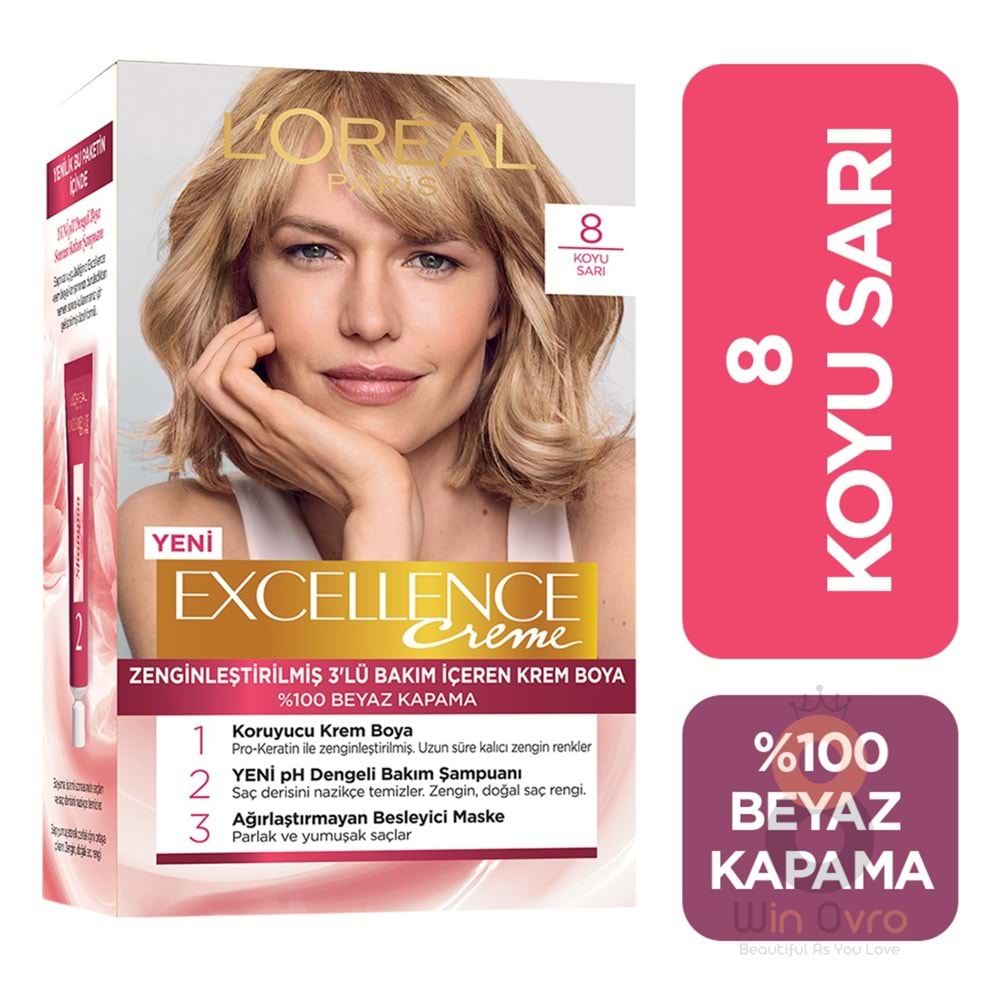 Loreal Paris Excellence Creme Saç Boyası 8 Koyu Sarı