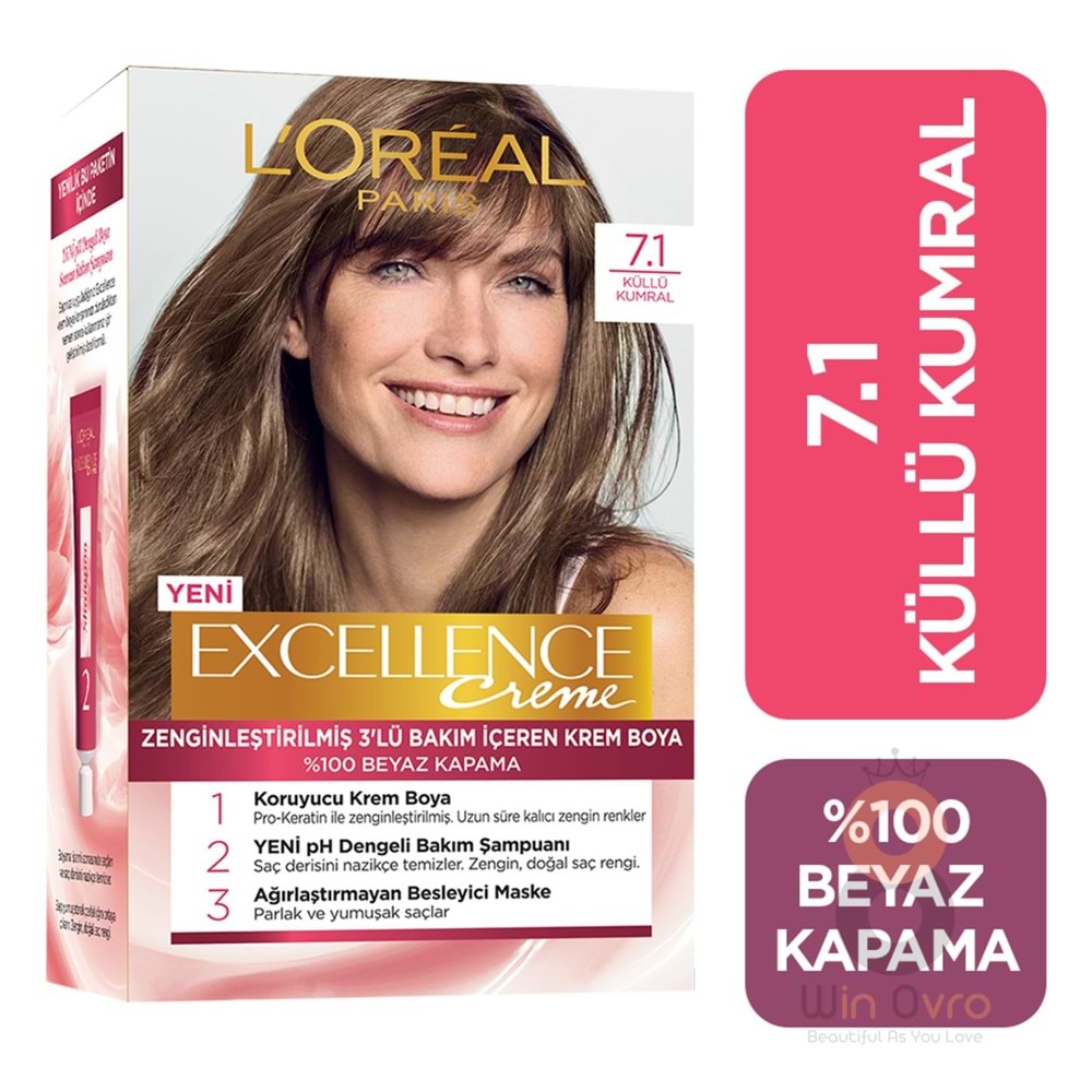 Loreal Paris Excellence Creme Saç Boyası 7.1 Kumral Küllü