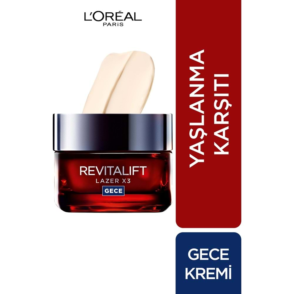 Loreal Paris Revitalift Lazer X3 Yoğun Yaşlanma Karşıtı Gece Bakım Kremi