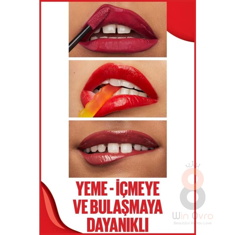 Maybelline New York Super Stay Vinyl Ink Uzun Süre Kalıcı Likit Parlak Ruj 50 Wicked