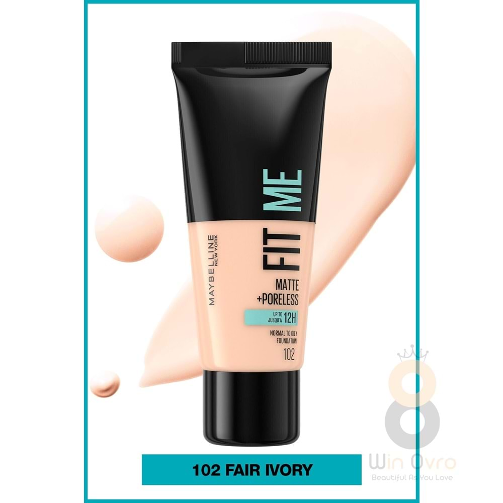 Maybelline New York Fit Me Matte+Poreless Fondöten - 102 Fair Ivory