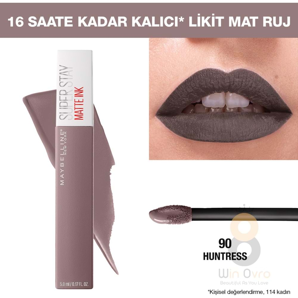 Maybelline New York Super Stay Matte Ink Likit Mat Ruj - 90 Huntress - Gri