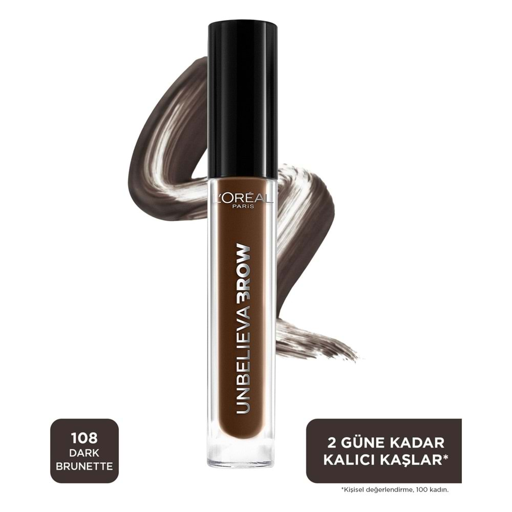 Loreal Paris Uzun Süre Kalıcı Kaş Jeli Unbelieva Brow - 108 Dark Brunette