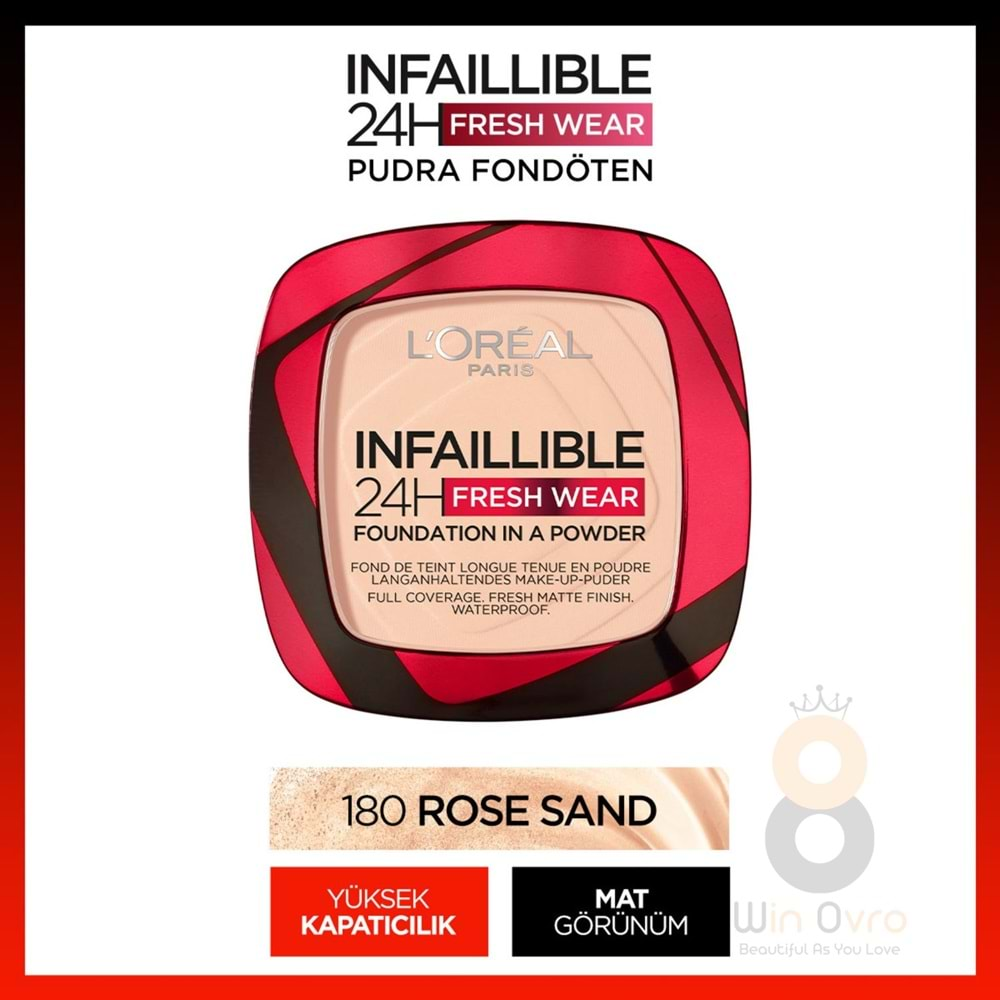 Loreal Paris Infaillible 24H Fresh Wear Pudra Fondöten 180 Rose Sand