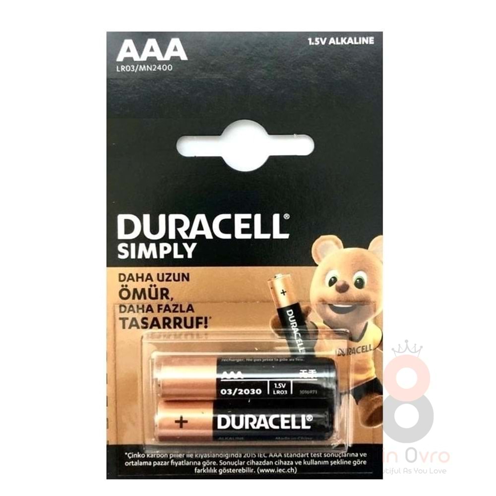Duracell Sımply İnce Kalem Pil AAA 2'Li