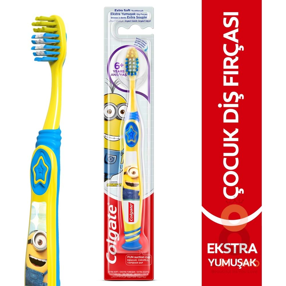 Colgate Minions 6+ Yaş Vakumlu Yapışkan Sap Ekstra Yumuşak Çocuk Diş Fırçası