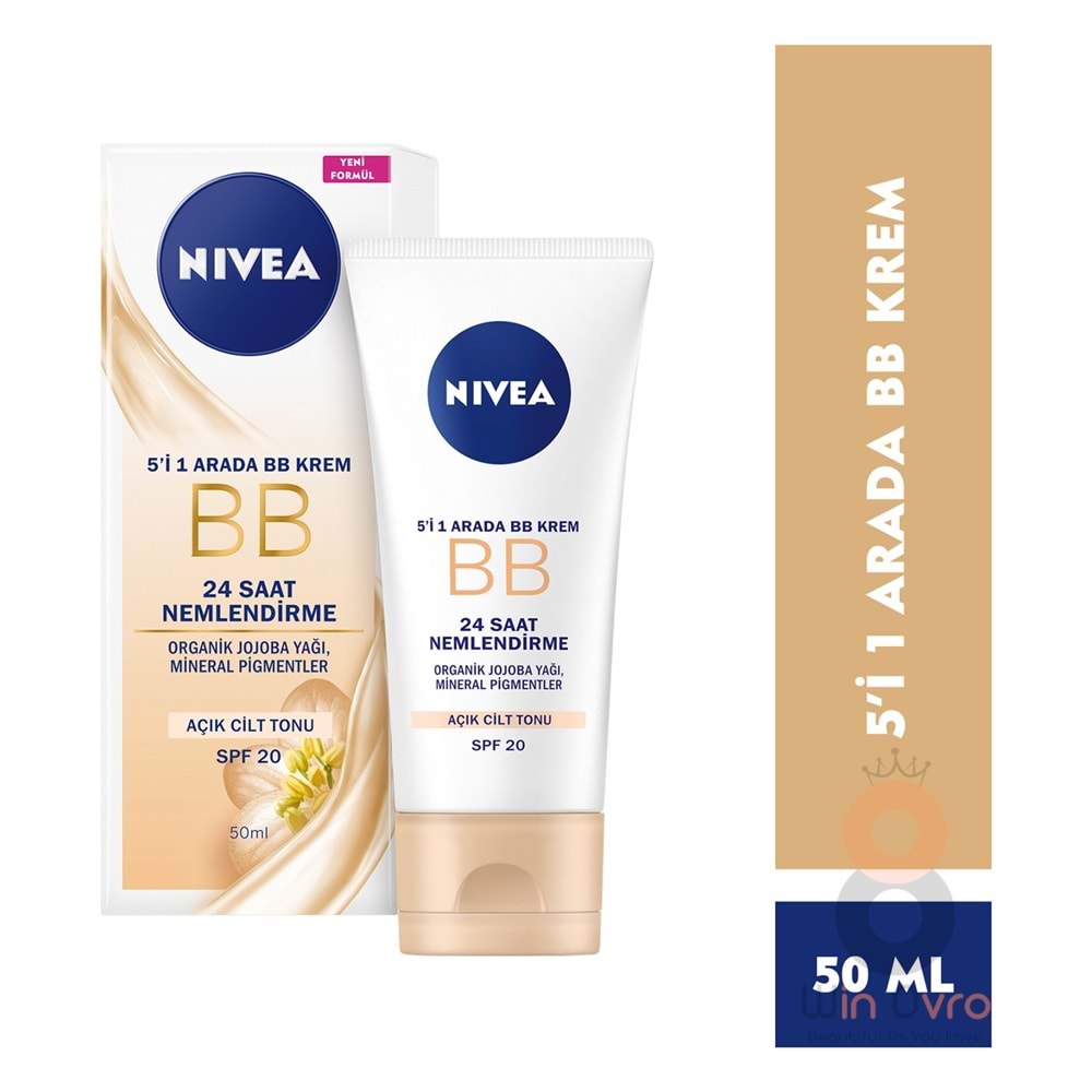 Nivea Essentials BB Krem,24 Saat Nemlendirme + Işıltı Açık Ton Gündüz Kremi 50 ml