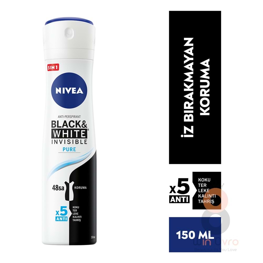 Nivea Kadın Sprey Deodorant Black&White Invisible Pure 150 ml