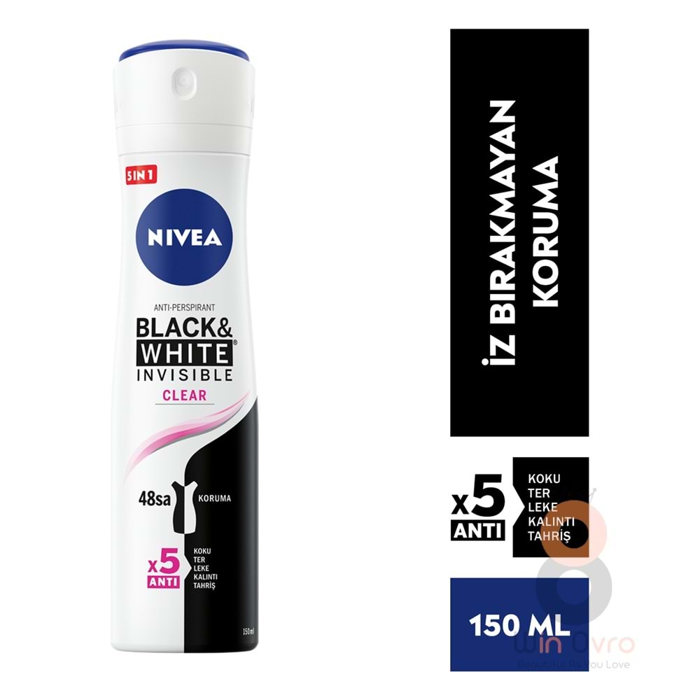 Nivea Kadın Sprey Deodorant Black&White Invisible Clear 150 ml
