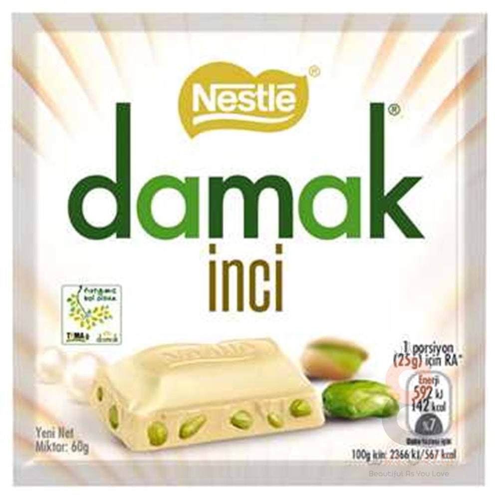 Nestle Damak İnci Antep Fıstıklı Beyaz Çikolatalı 60g