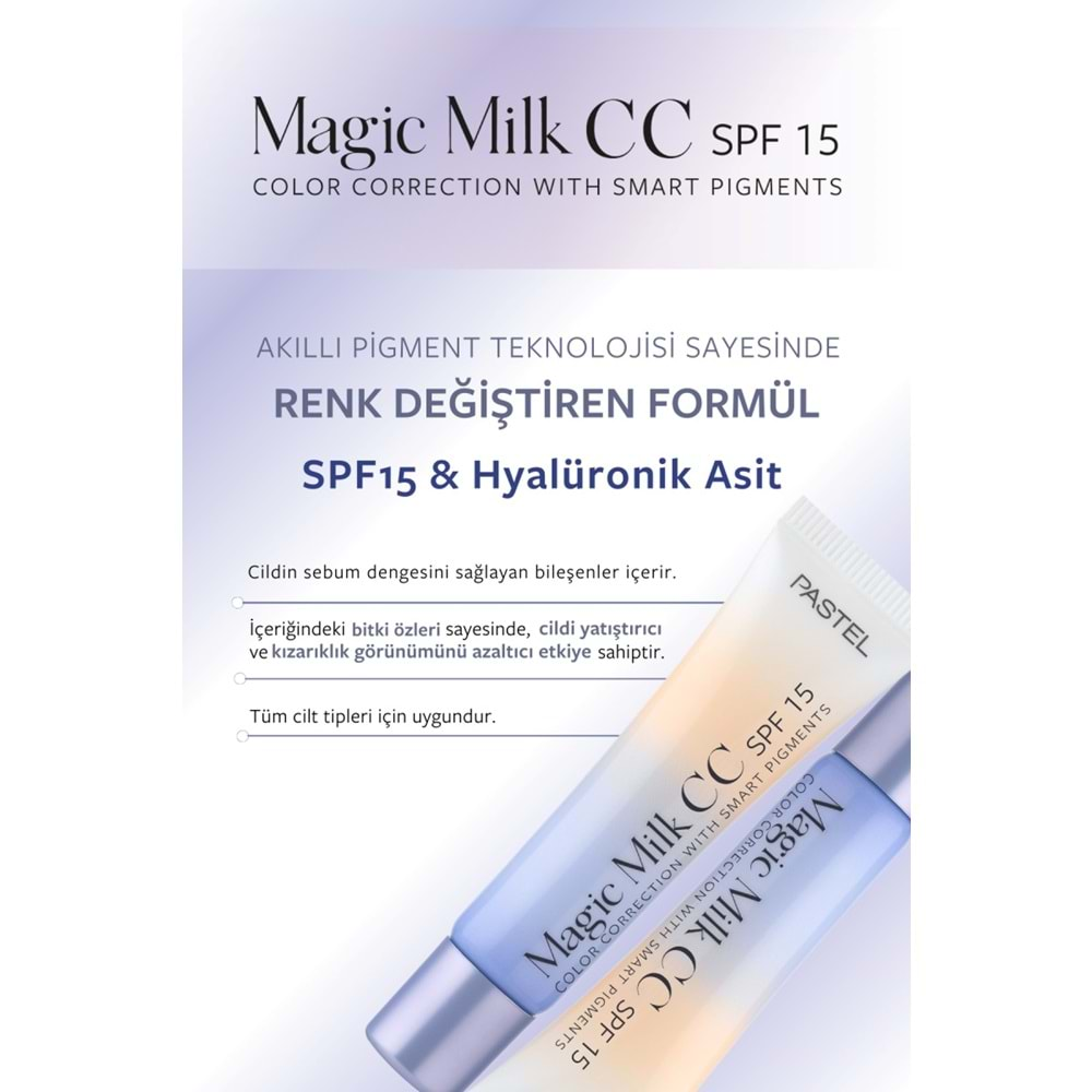 Pastel Magic Milk CC SPF 15 - Cilt Tonu Eşitleyici SPF 15 CC Krem 50 Light Medium