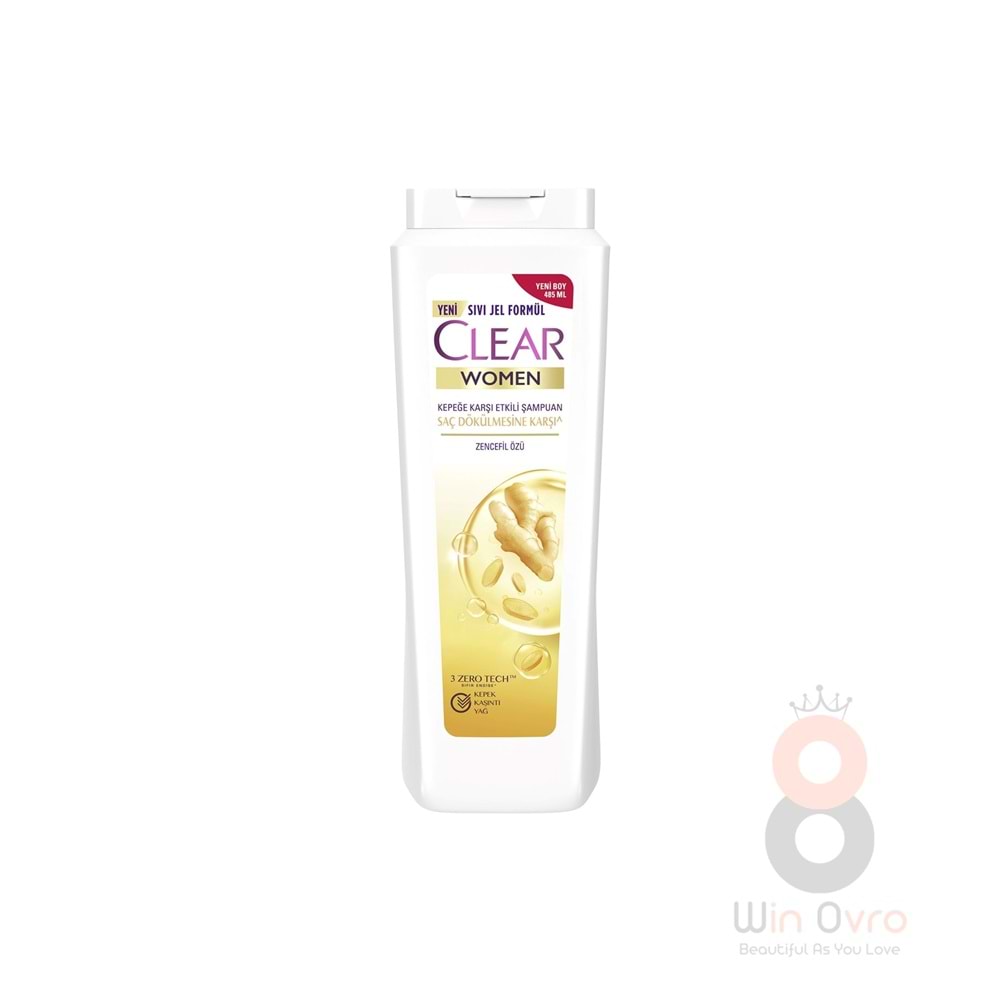 Clear Women Kepeğe Karşı Etkili Şampuan Saç Dökülmesine Karşı Zencefil Özü 180 ml Seyahat Boy