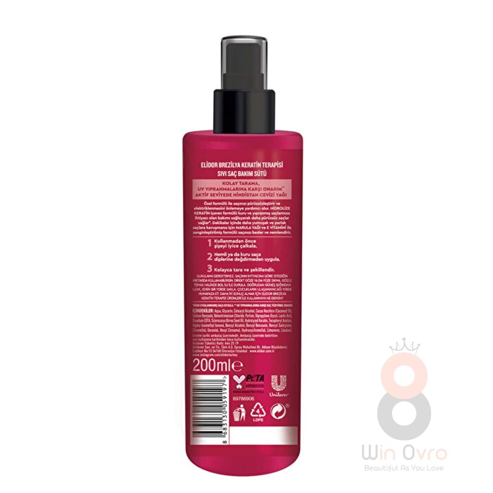 Elidor Brezilya Keratin Terapisi Sıvı Saç Bakım Sütü 200 ml