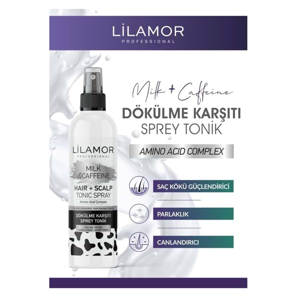 Lilamor Professional Milk & Kafein & Dökülme Karşıtı Saç Toniği-Hızlı Uzamaya yardımcı 250ml