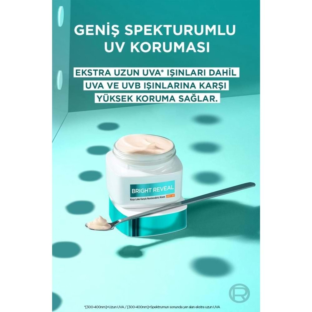 Loreal Paris Bright Reveal Koyu Leke Karşıtı, Cilt Tonu Eşitleyici Spf50 Nemlendirici Krem Niasinamid 50ml