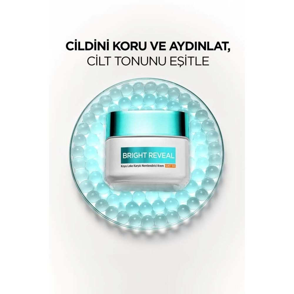 Loreal Paris Bright Reveal Koyu Leke Karşıtı, Cilt Tonu Eşitleyici Spf50 Nemlendirici Krem Niasinamid 50ml