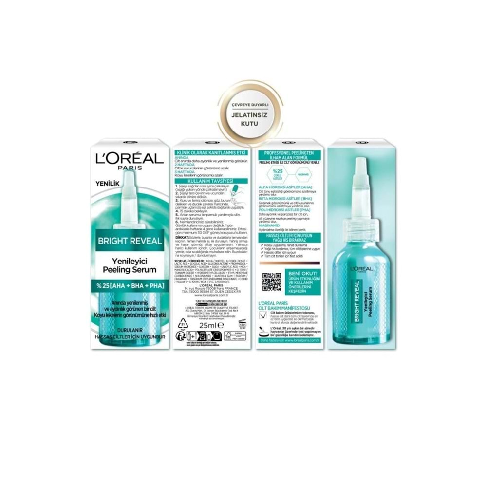 Loreal Paris Bright Reveal Koyu Lekelere Karşı Hızlı Etkili Yenileyici Peeling Serum 25% [AHA + BHA + PHA] 25ml