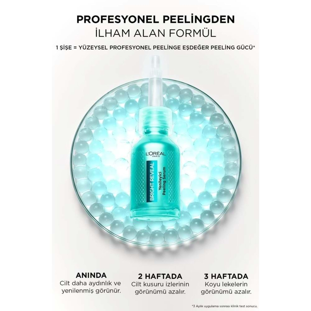 Loreal Paris Bright Reveal Koyu Lekelere Karşı Hızlı Etkili Yenileyici Peeling Serum 25% [AHA + BHA + PHA] 25ml