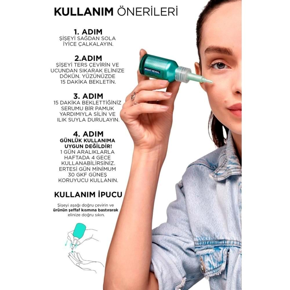 Loreal Paris Bright Reveal Koyu Lekelere Karşı Hızlı Etkili Yenileyici Peeling Serum 25% [AHA + BHA + PHA] 25ml