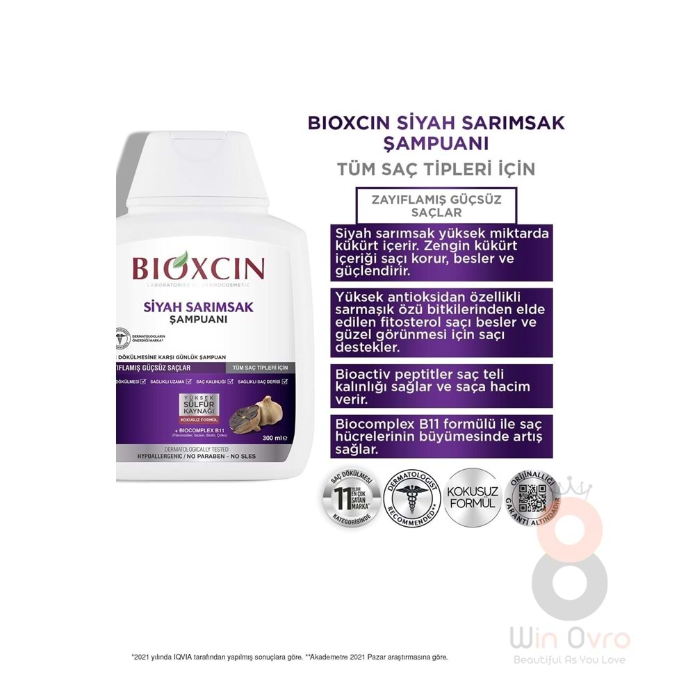Bioxcin Siyah Sarımsak Şampuan 3x300 Ml - Saç Dökülmesi Şampuanı