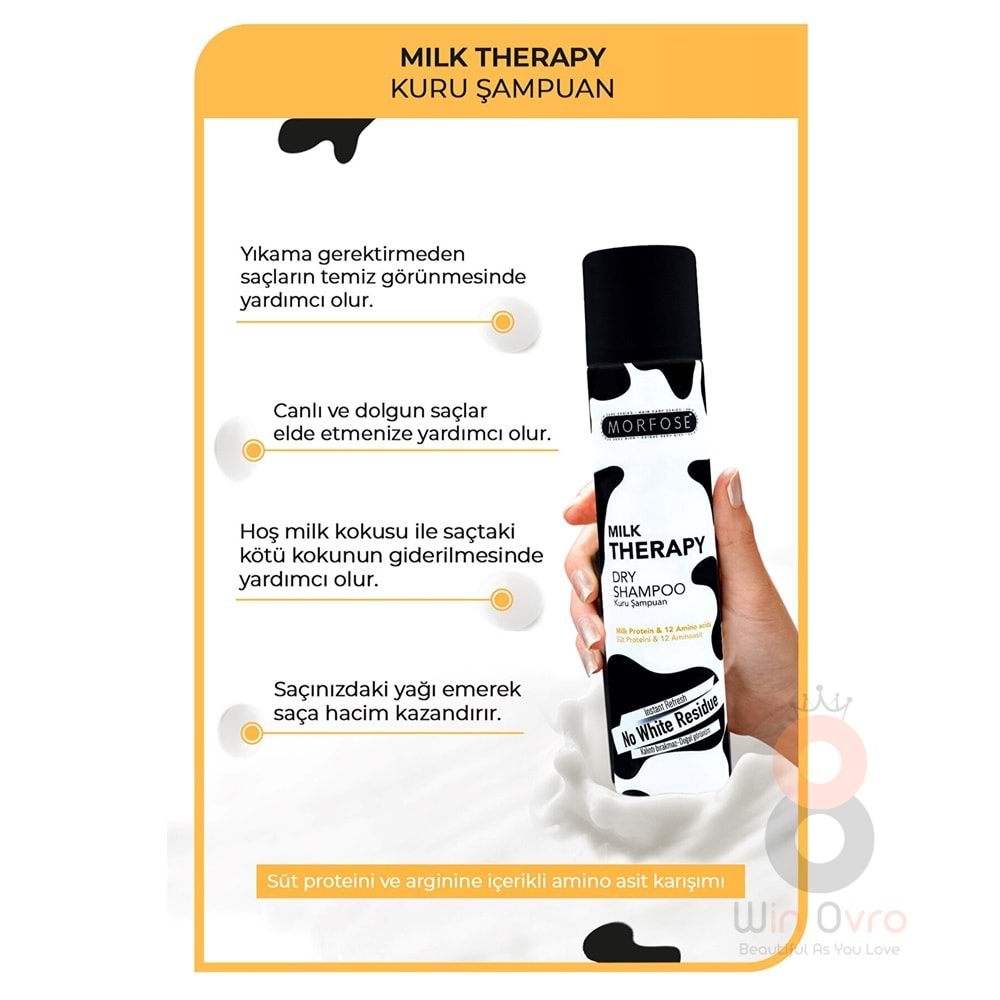 Morfose Milk Therapy Kuru Şampuan 200 ml - Besleyici, Hacim Veren, Temiz Görünüm Sağlayan Güçlü Saç