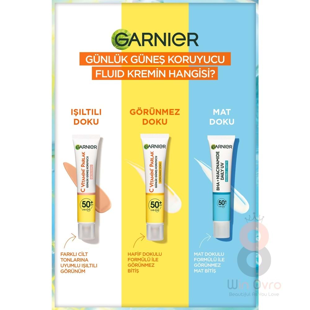 Garnier Saf Ve Temiz Bha Niasinamid Günlük Güneş Koruyucu Fluid Yüz Kremi Spf50 40ml