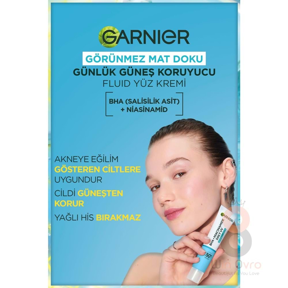 Garnier Saf Ve Temiz Bha Niasinamid Günlük Güneş Koruyucu Fluid Yüz Kremi Spf50 40ml