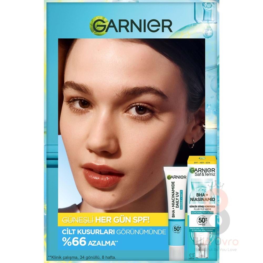 Garnier Saf Ve Temiz Bha Niasinamid Günlük Güneş Koruyucu Fluid Yüz Kremi Spf50 40ml