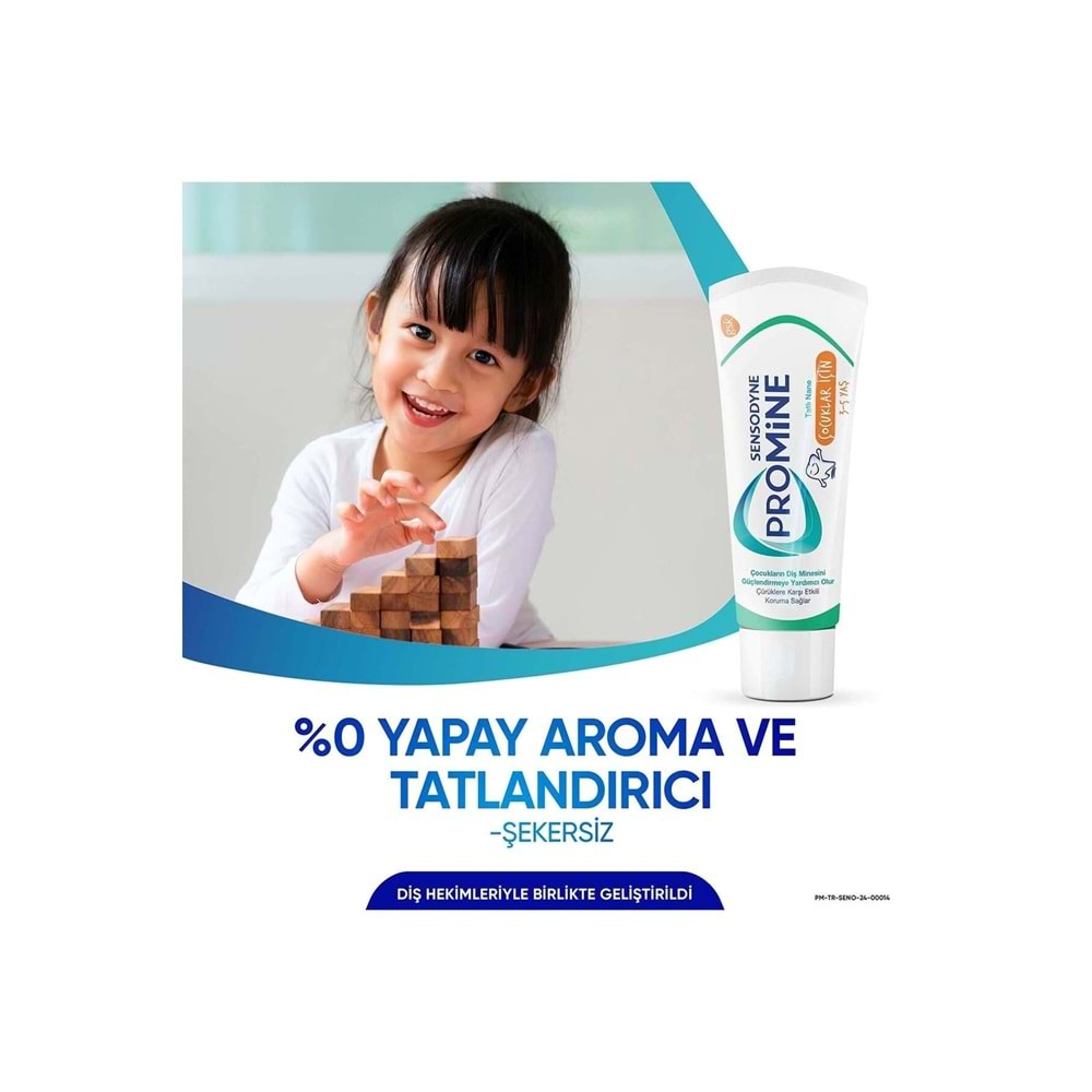 Sensodyne Promine 3-5 Yaş Çocuklar İçin Gün Boyu Çürüklere Karşı Koruyan Şekersiz Diş Macunu 50ml