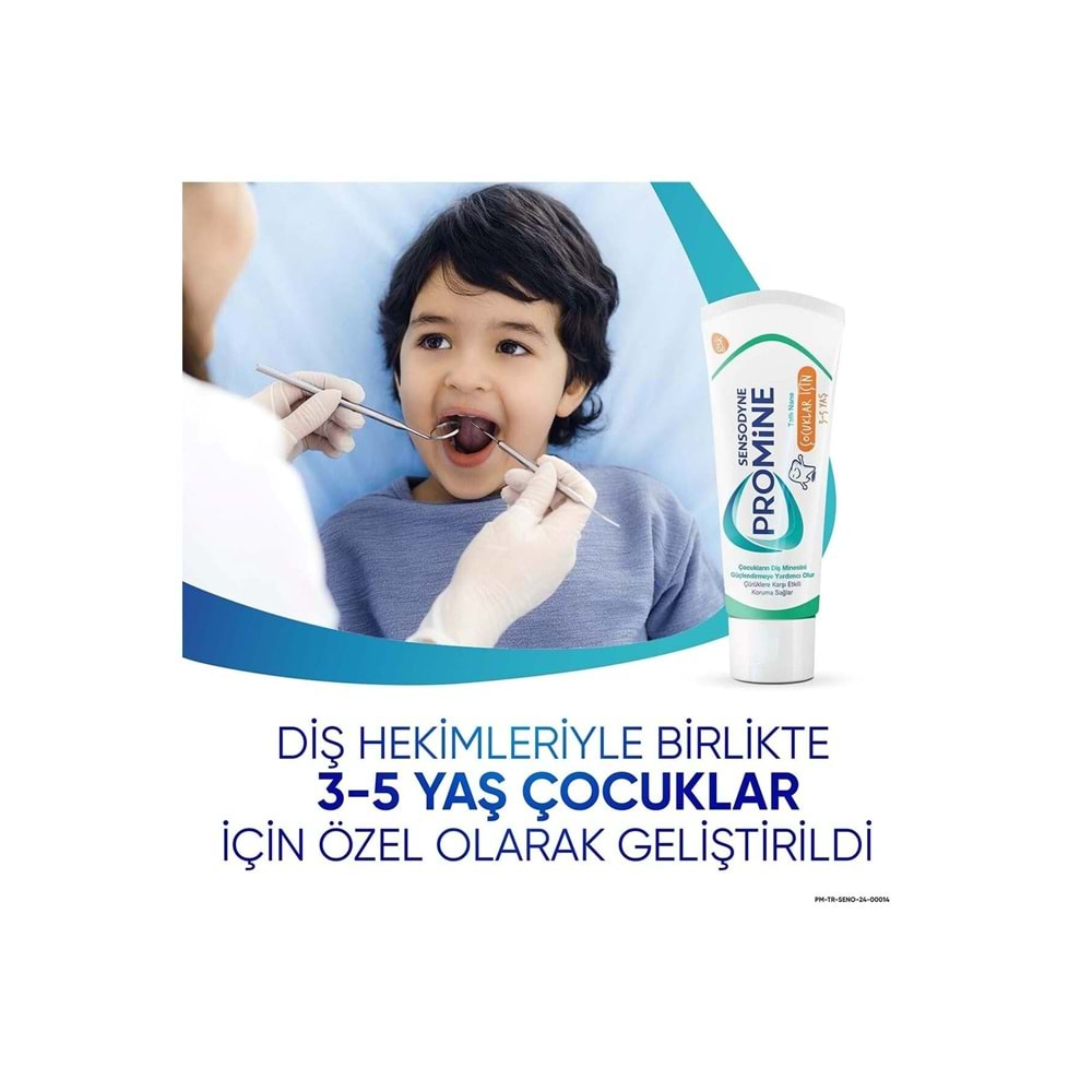 Sensodyne Promine 3-5 Yaş Çocuklar İçin Gün Boyu Çürüklere Karşı Koruyan Şekersiz Diş Macunu 50ml